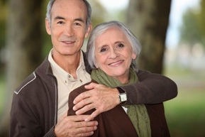 older couple embracing
